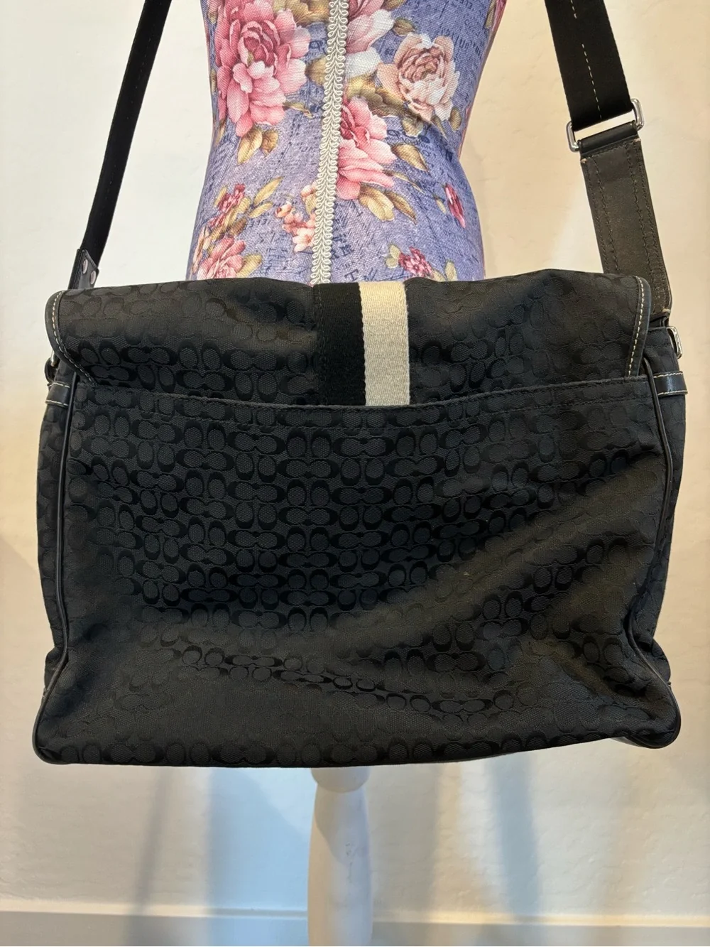 Coach Black Voyager Monogram Canvas Crossbody Messenger Bag
